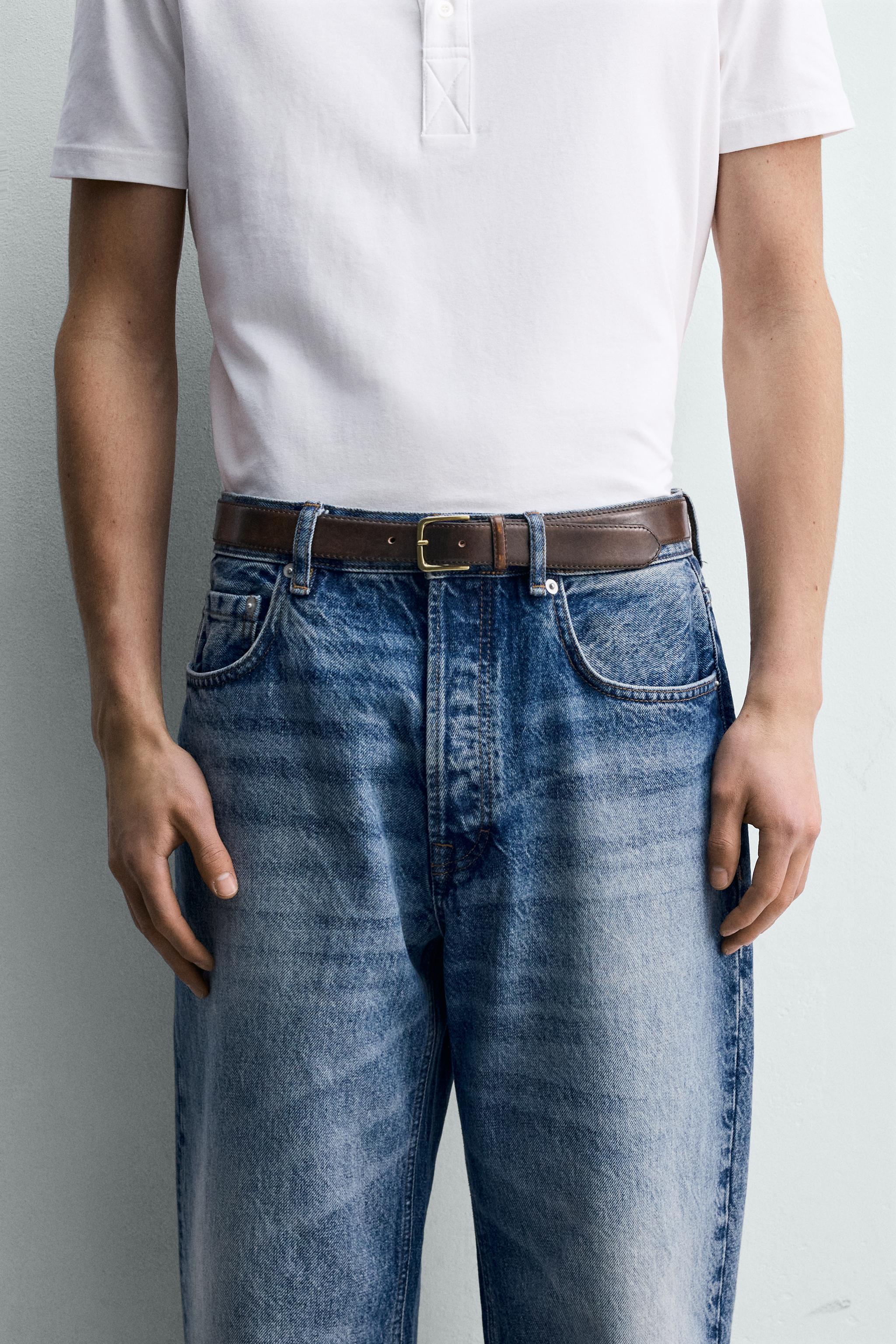 VINTAGE EFFECT LEATHER BELT